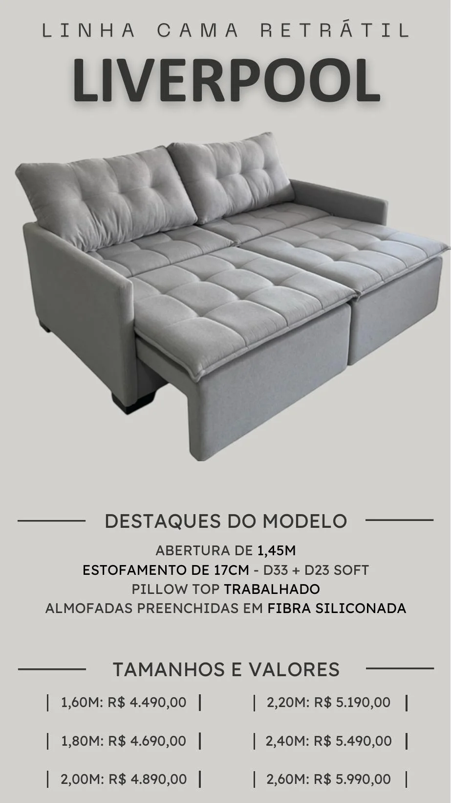 Linha cama retrátil Liverpool — catálogo PCR Móveis